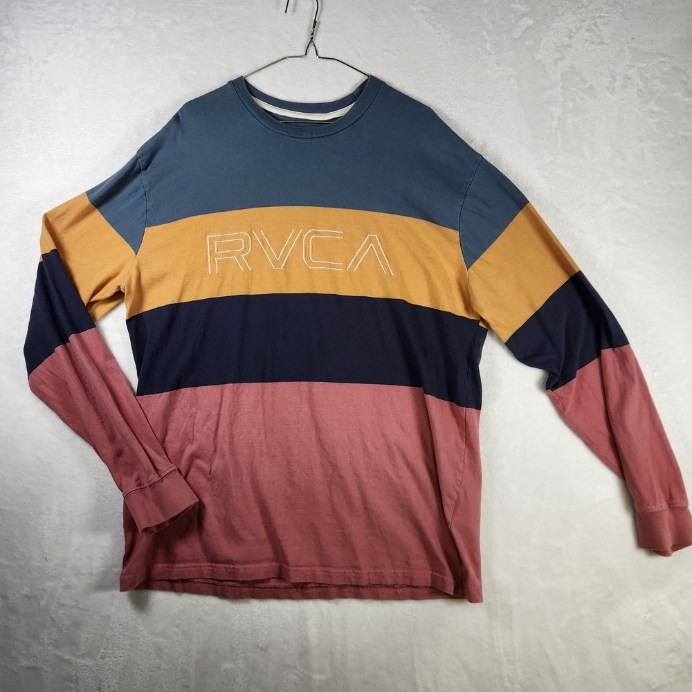RVCA Mens XXL Long Sleeve Color‎ Block T Shirt Graphic Top